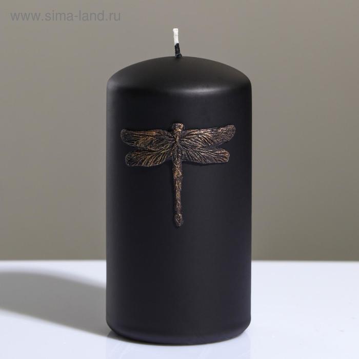 фото Свеча - цилиндр стрекоза, 7×13 см, черно-золотая trend decor candle