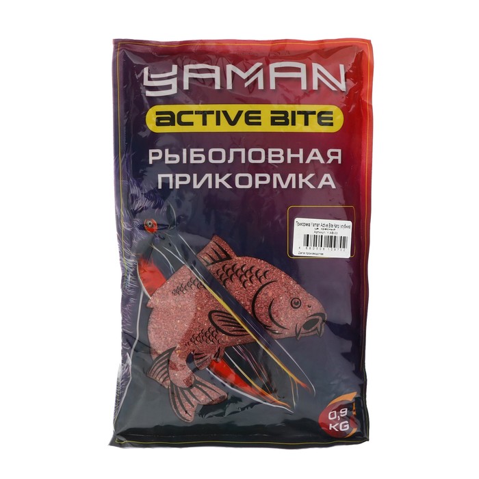 

Прикормка Яман Active Bite Карп, клубника, цвет красный, 900 г, Active Bite Карп