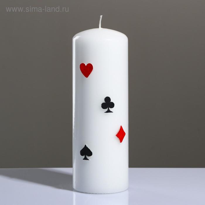 фото Свеча - цилиндр покер, 7×20 см, белый trend decor candle