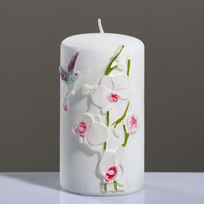 фото Свеча - цилиндр орхидея, 7×13 см, розовый trend decor candle