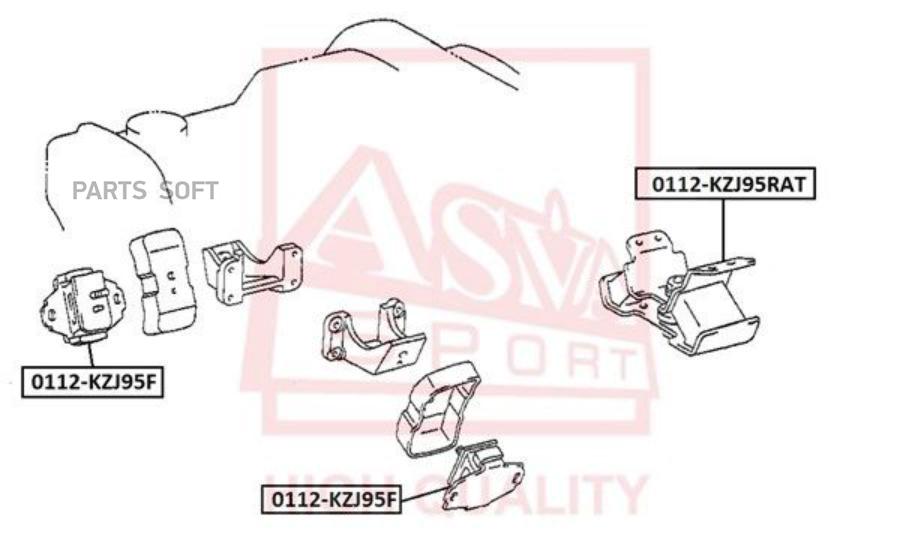 

Опора двигателя ASVA 0112KZJ95RAT задняя