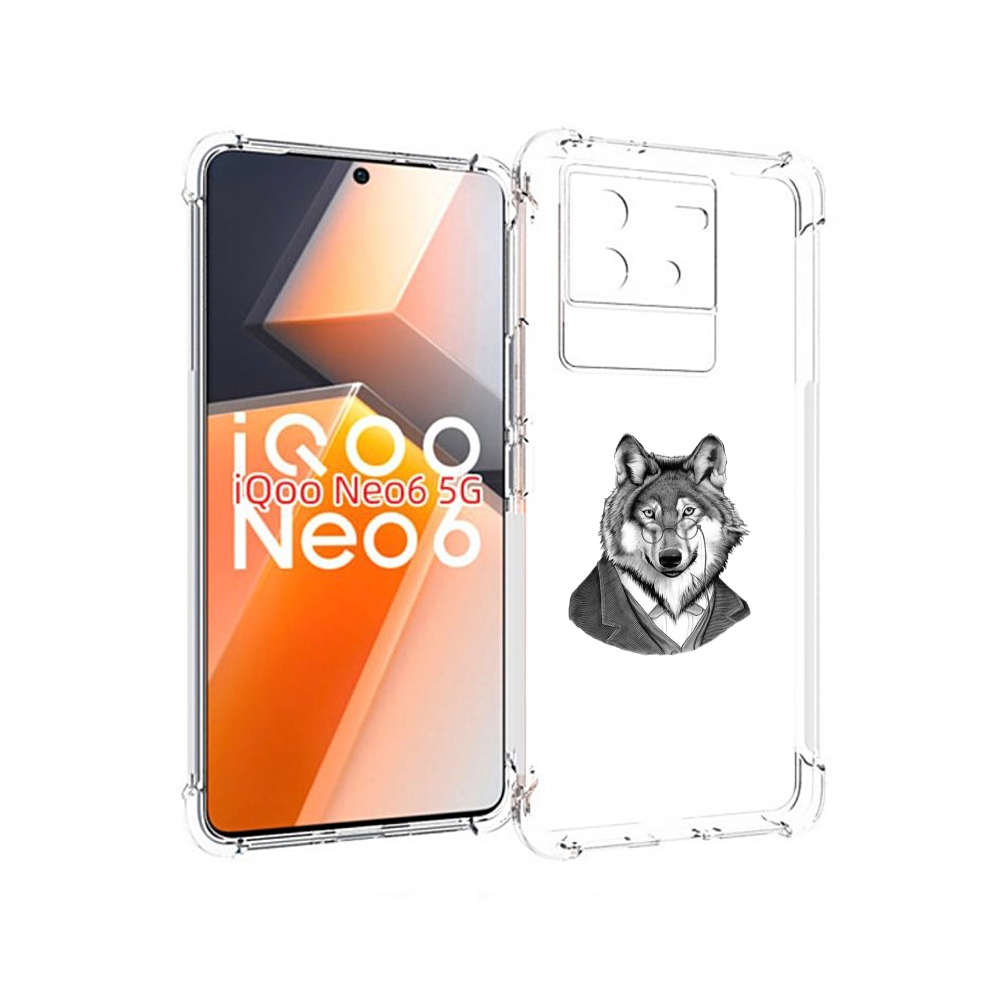 Чехол MyPads волк в пиджаке для Vivo iQoo Neo 6 5G