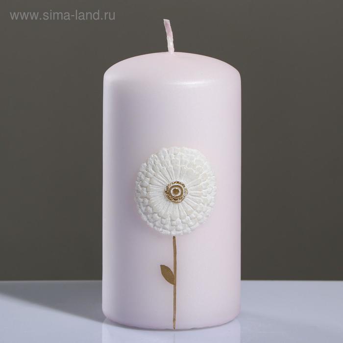 фото Свеча - цилиндр одуванчики, 6×11,5 см, розовый trend decor candle