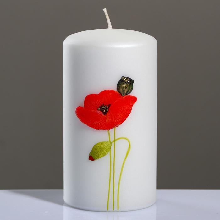 фото Свеча - цилиндр маки, 8×15 см, жемчужный белый trend decor candle