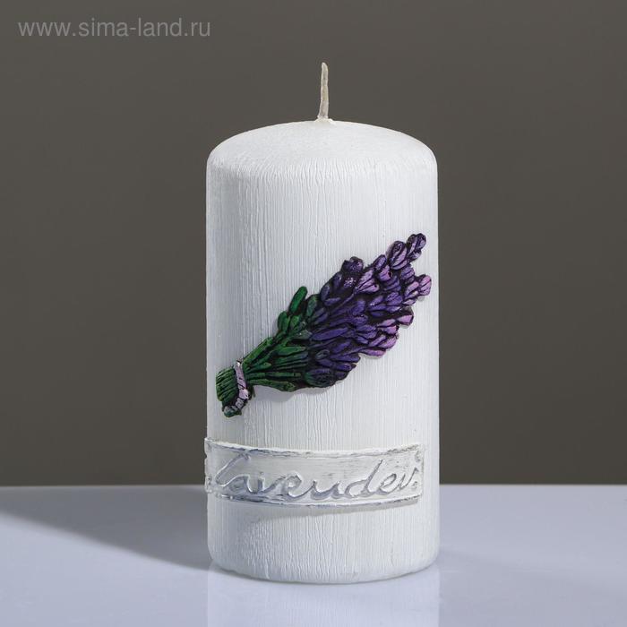 фото Свеча - цилиндр лавандовый край, 6×11,5 см, белый trend decor candle