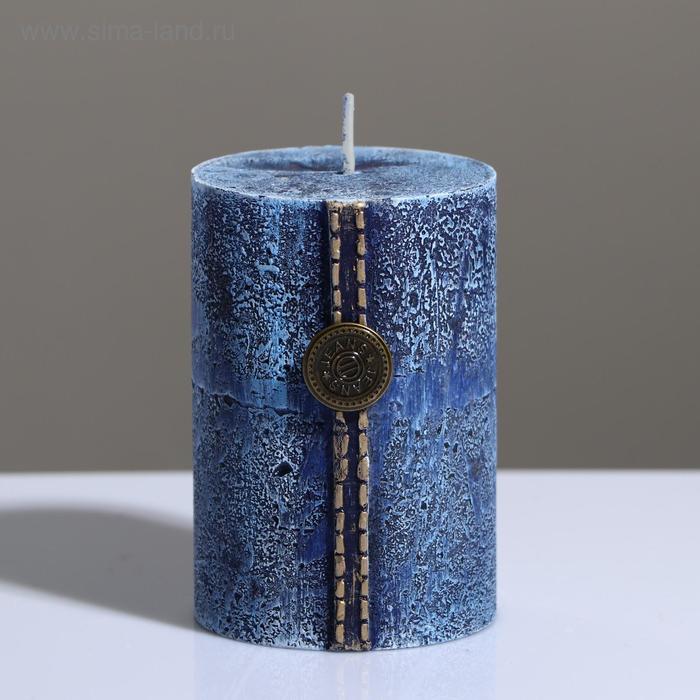 фото Свеча - цилиндр кантри джинс , 7×10 см, голубой trend decor candle