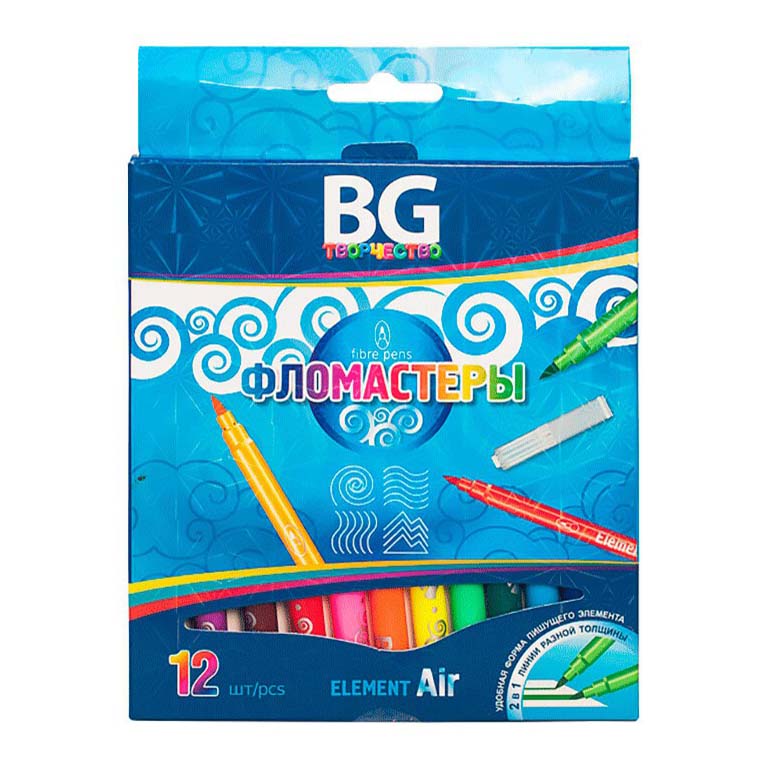 

Фломастеры BG Element 14272 12 цветов, Разноцветный