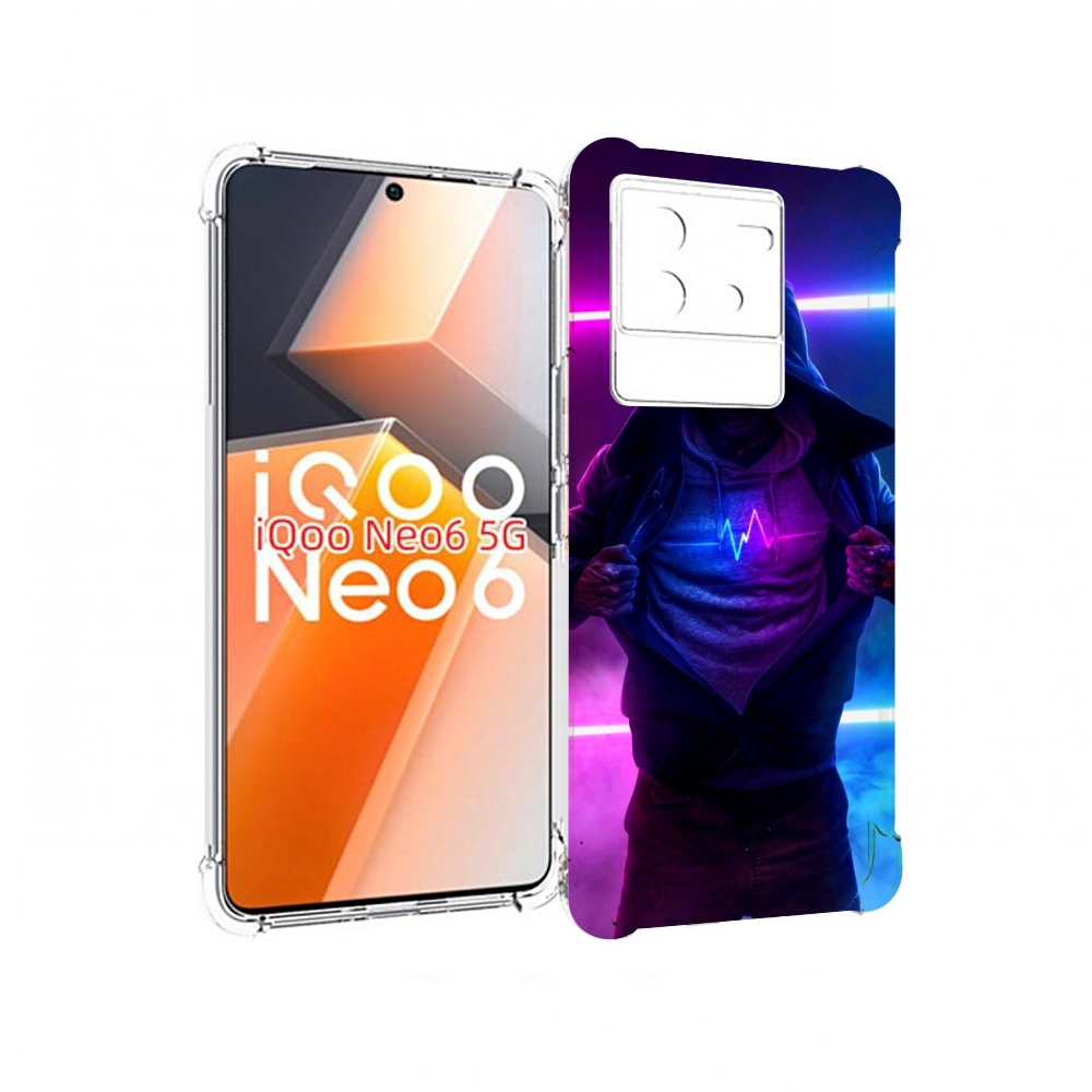 

Чехол MyPads парень в капюшоне неоновый для Vivo iQoo Neo 6 5G, Прозрачный, Tocco