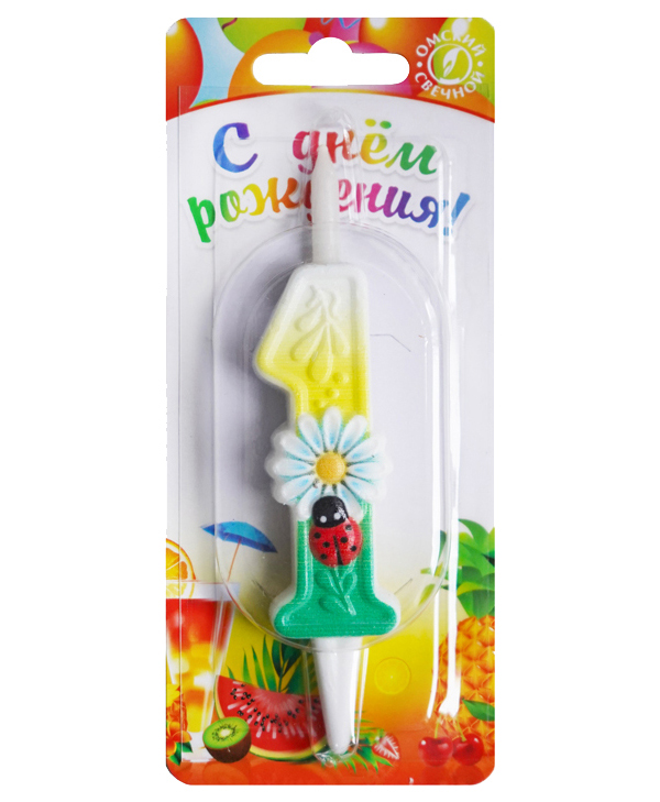 

Свеча тортовая цифра "С ромашками" 1, Свечи для торта