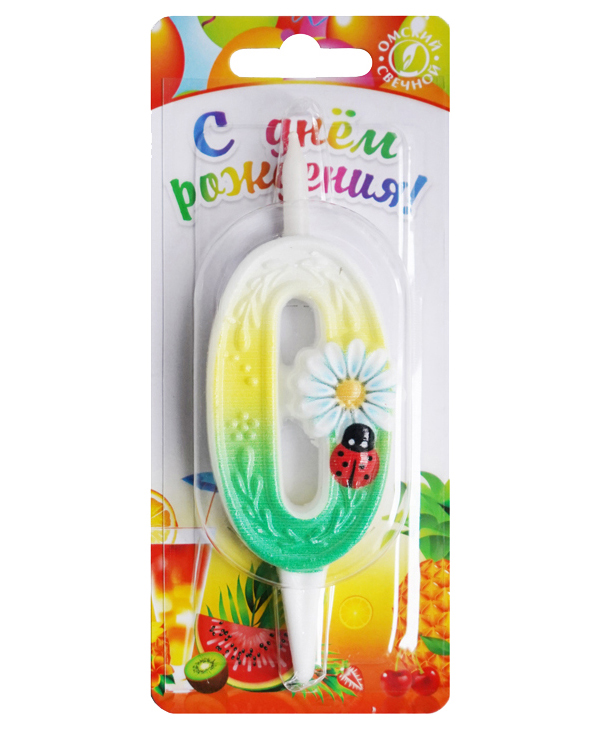 

Свеча тортовая цифра "С ромашками" 0, Свечи для торта
