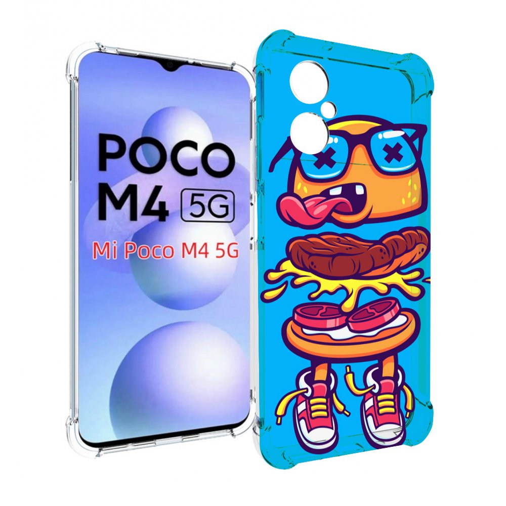 

Чехол MyPads Бургер с очками для Xiaomi Poco M4 5G, Прозрачный, Tocco