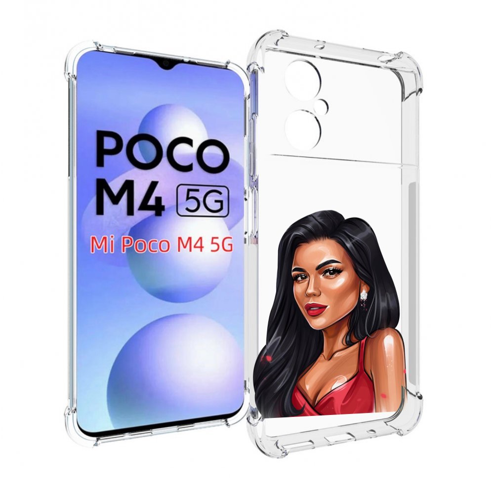 фото Чехол mypads брюнетка-в-красном-платье для xiaomi poco m4 5g