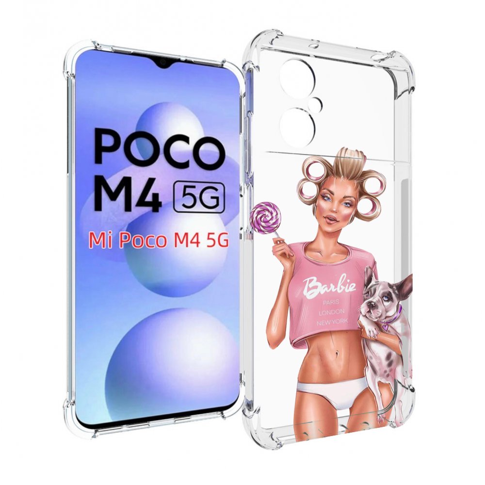 

Чехол MyPads Барби-с-собачкой женский для Xiaomi Poco M4 5G, Прозрачный, Tocco