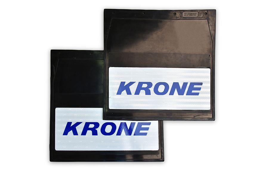 

Брызговики грузовые светоотражающие KRONE 400*400 (Синяя надпись) комплект
