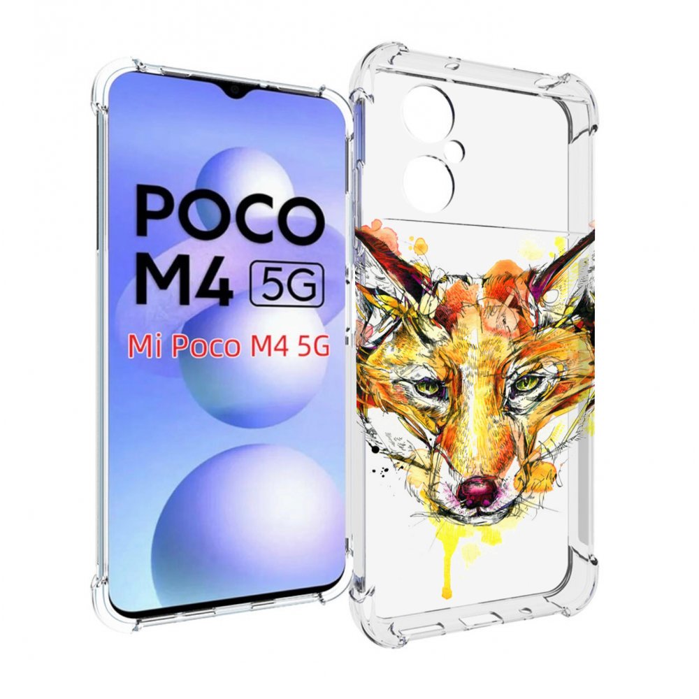 

Чехол MyPads Акварельная лиса для Xiaomi Poco M4 5G, Прозрачный, Tocco