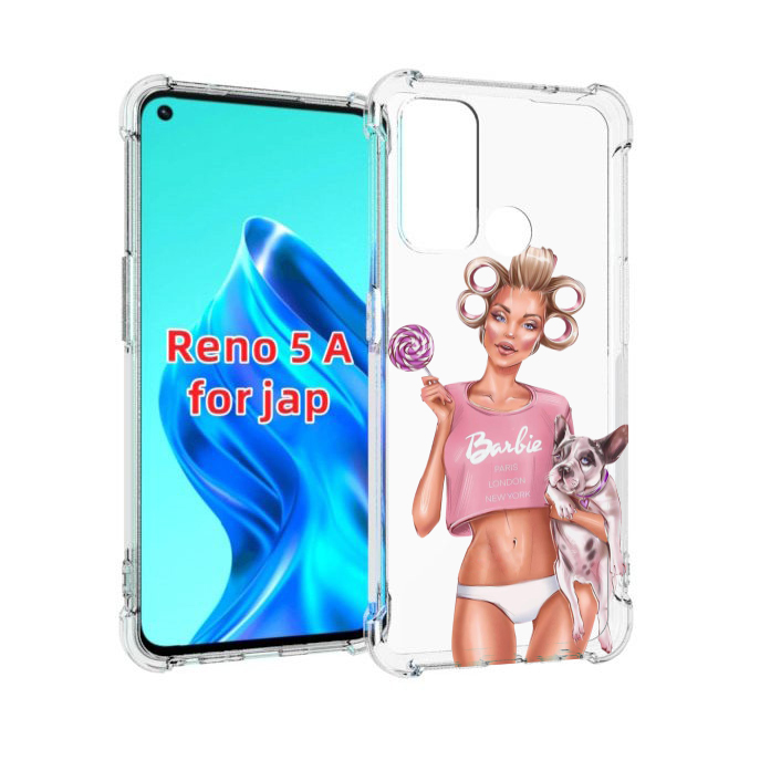 

Чехол MyPads Барби-с-собачкой женский для Oppo Reno 5A, Прозрачный, Tocco