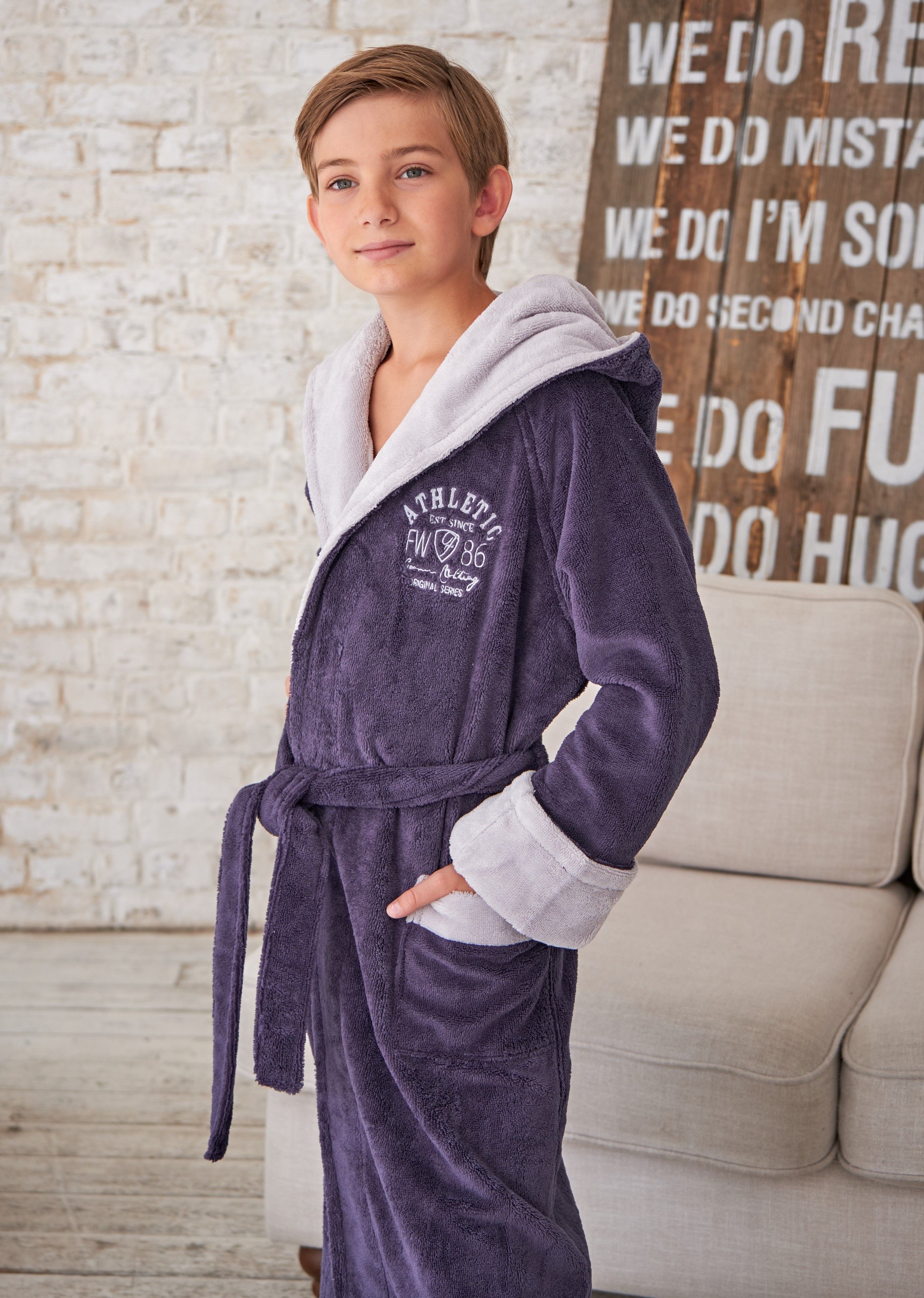 Халат детский VIEN 1065, синий, 152