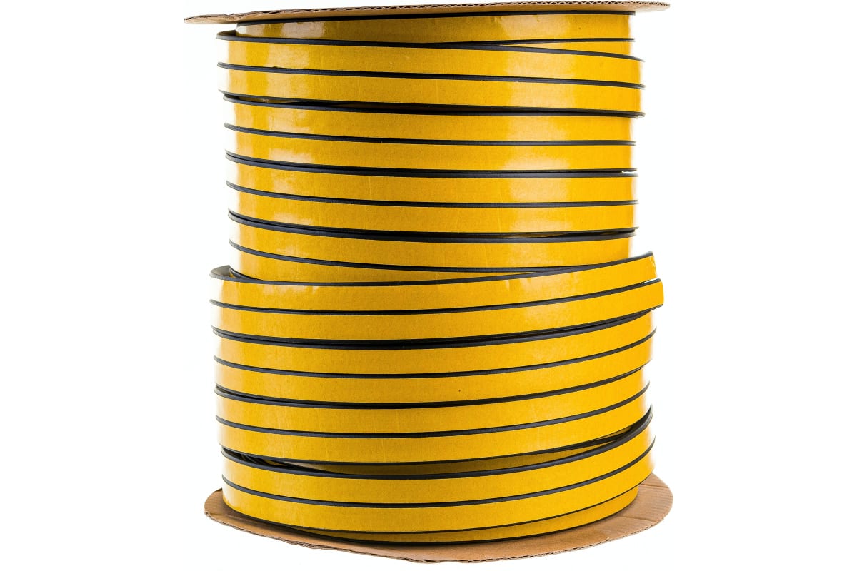 

Уплотнитель VETTORE профиль D 10x12 мм, 50 м, Black черный 20368, Желтый