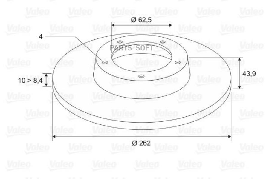 Диск Тормозной Задний, 262/10/63,8мм Valeo арт. 297456