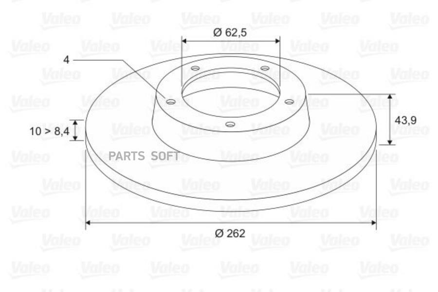 Диск Тормозной Задний, 262/10/63,8мм Valeo арт. 297456