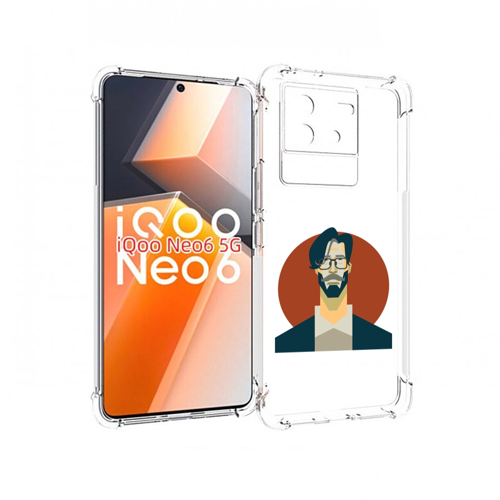 

Чехол MyPads мужичек-в-очках для Vivo iQoo Neo 6 5G, Прозрачный, Tocco