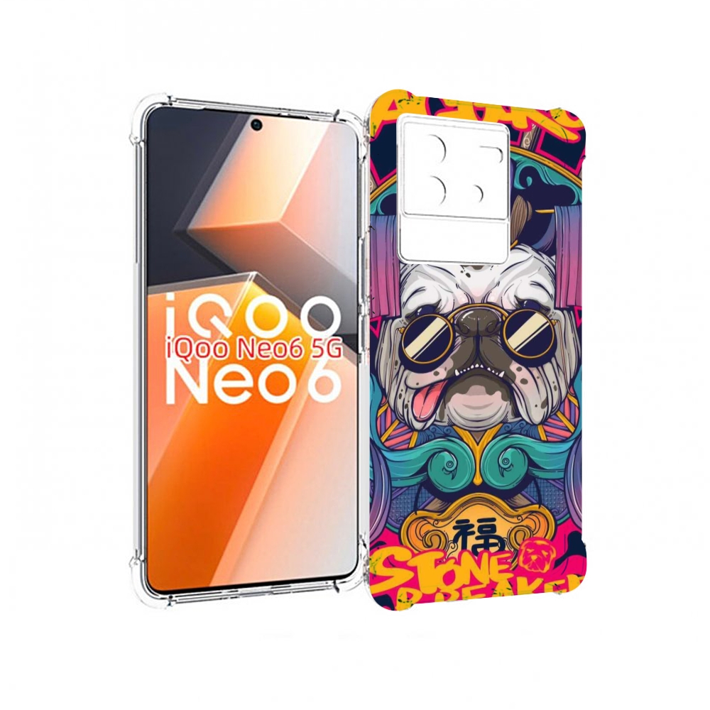 

Чехол MyPads мопс агро яркая для Vivo iQoo Neo 6 5G, Прозрачный, Tocco