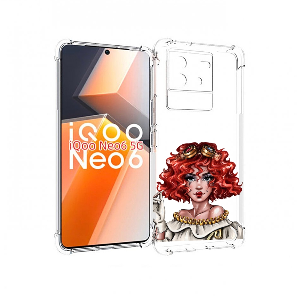 Чехол MyPads модель-в-сине-красных-очках женский для Vivo iQoo Neo 6 5G