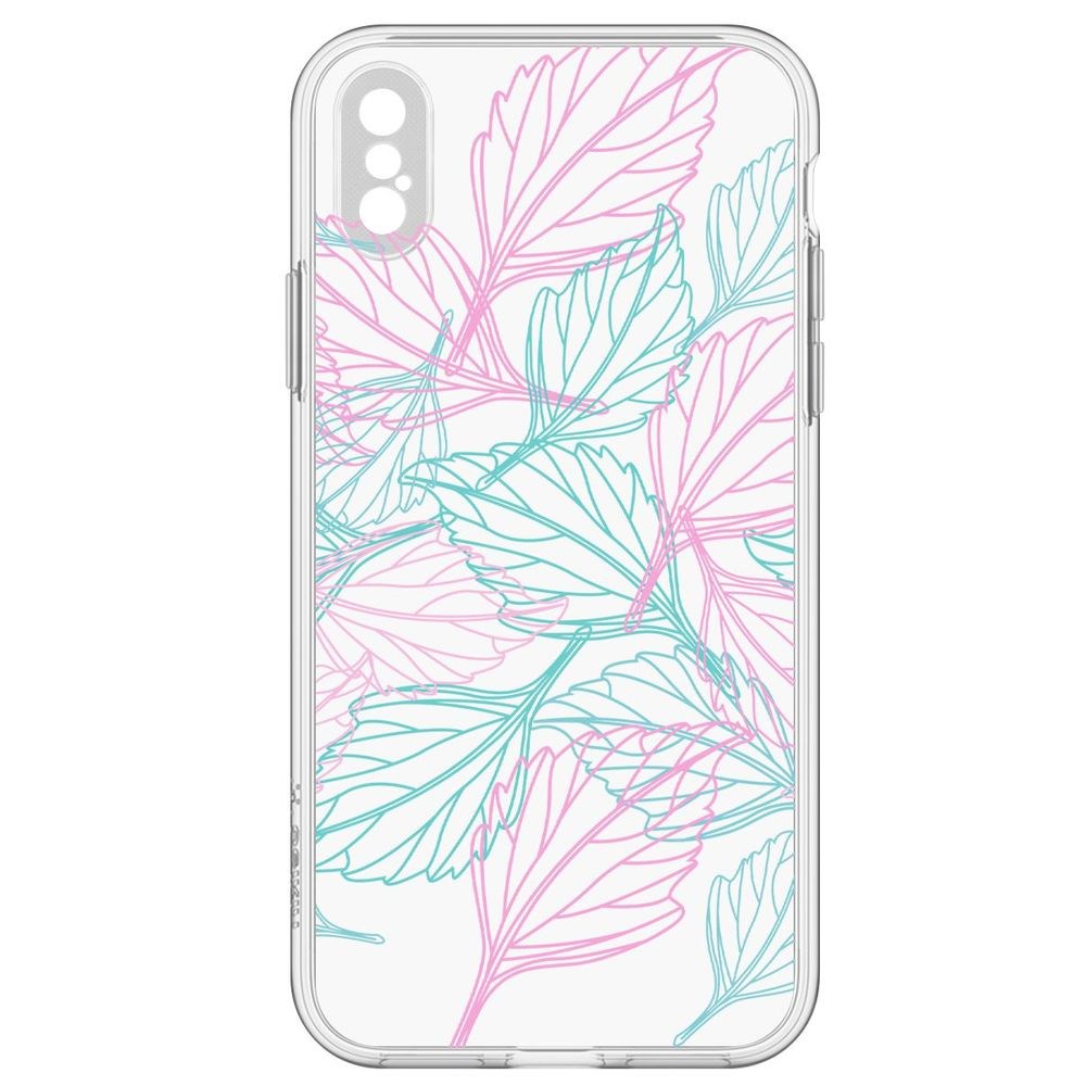 

Чехол-накладка Листья паттерн для iPhone X, Прозрачный