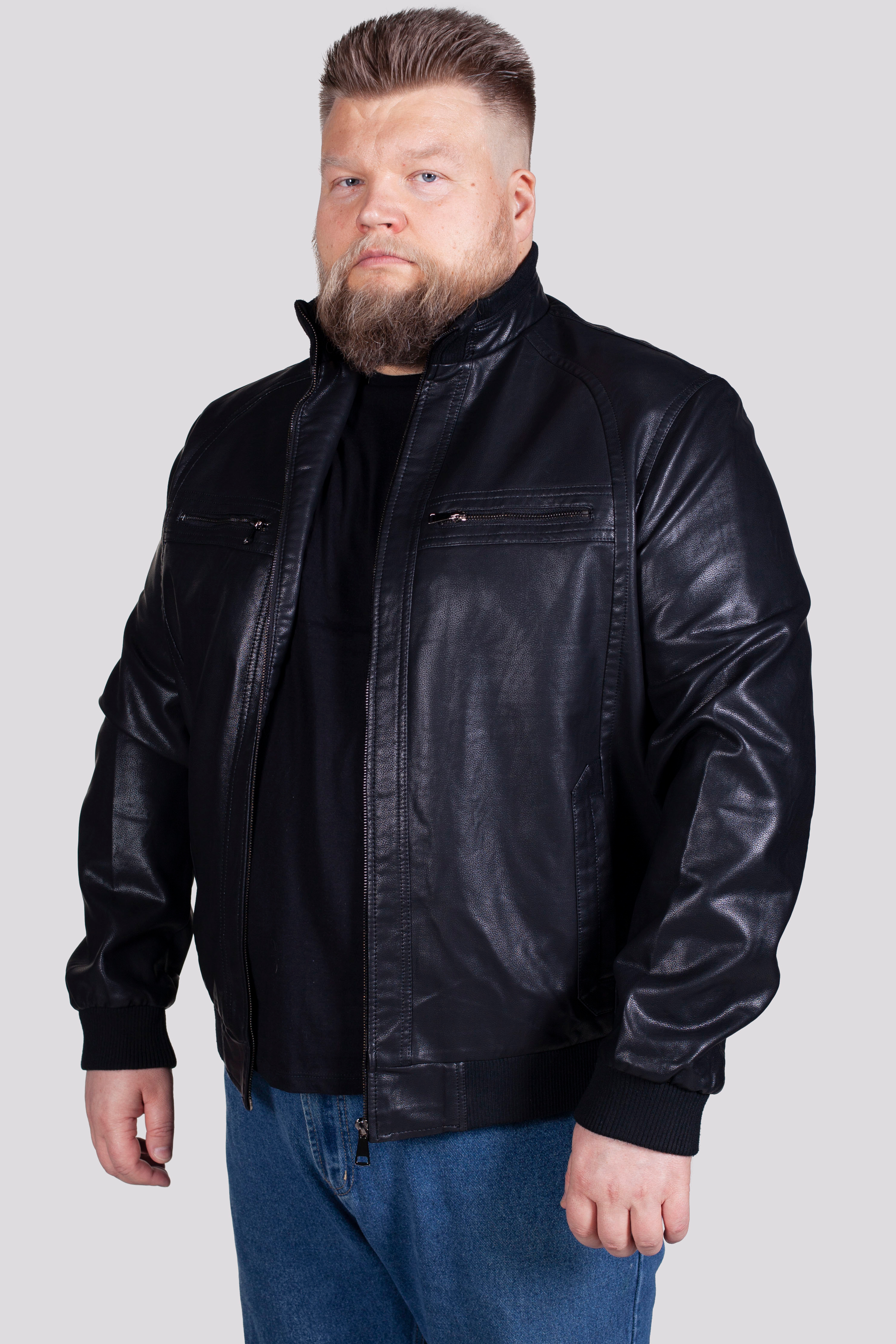 Кожаная куртка мужская ORO 809 черная 66 RU