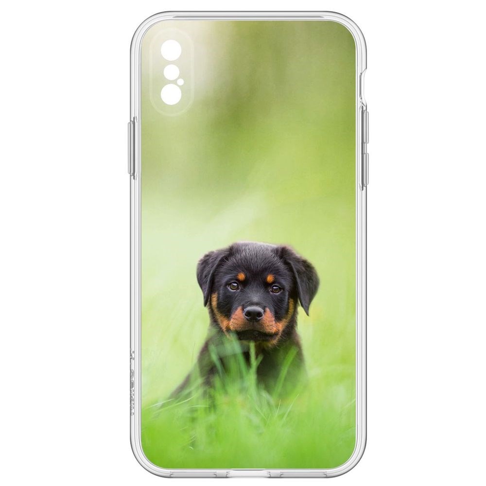 

Чехол-накладка Щенок ротвейлера для iPhone X, Прозрачный