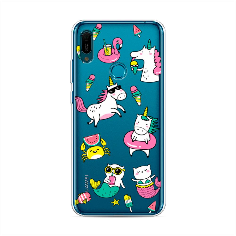 

Чехол Awog на Huawei Y6 2019 "На отдыхе", Белый;голубой;розовый, 68650-2