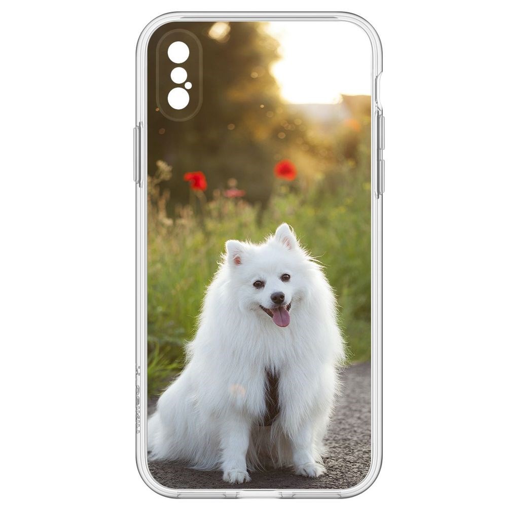 

Чехол-накладка Белый шпиц для iPhone X, Прозрачный