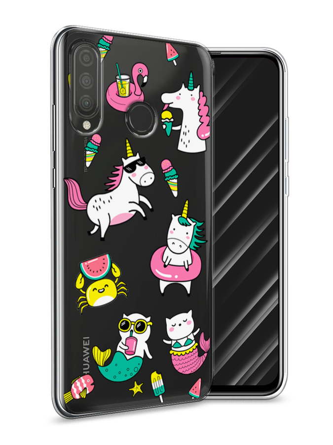 

Чехол Awog на Huawei P30 Lite "На отдыхе", Белый;голубой;розовый, 67950-2