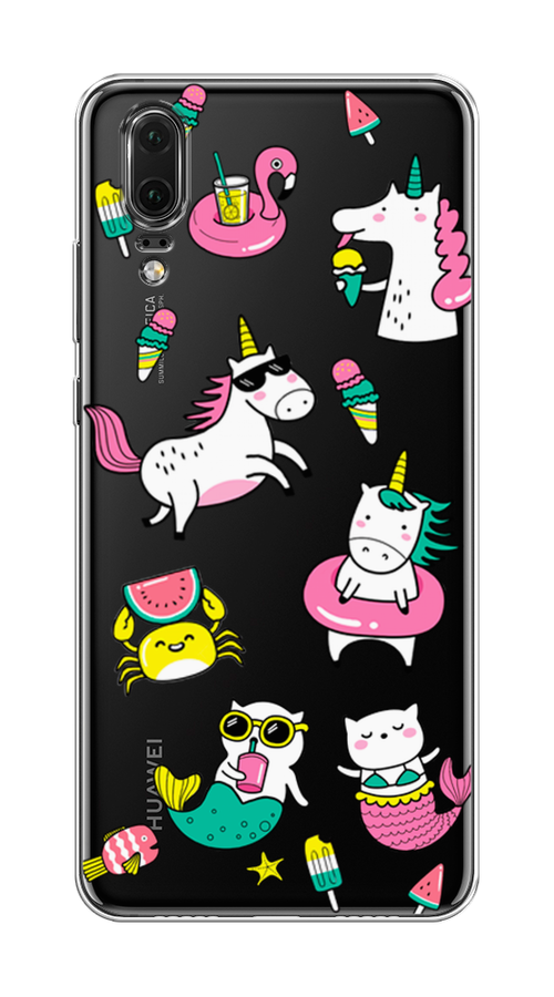 

Чехол Awog на Huawei P20 "На отдыхе", Белый;голубой;розовый, 64350-2