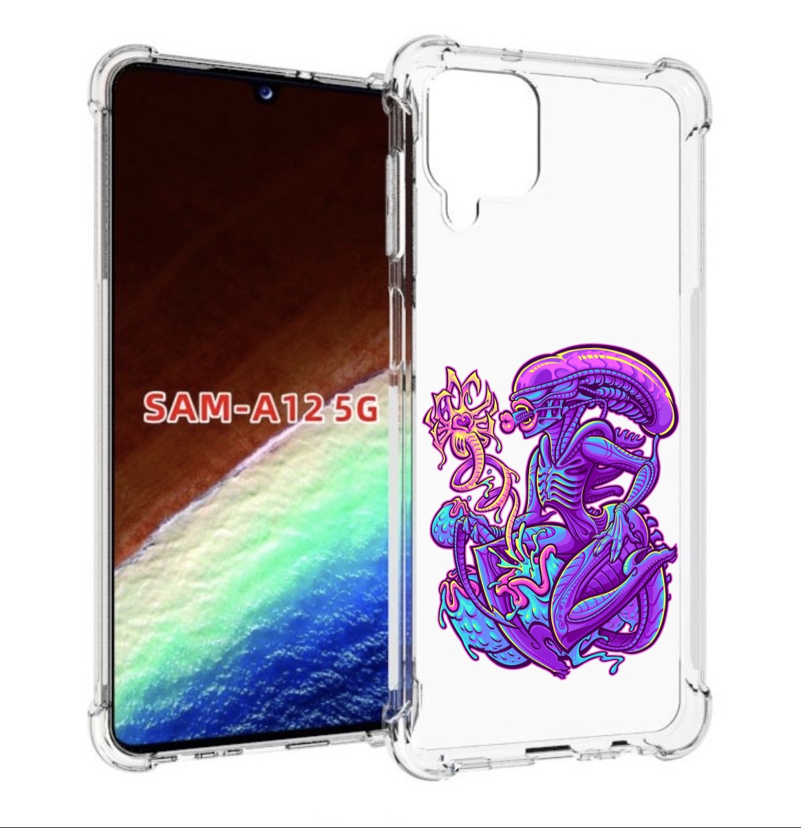 

Чехол MyPads чужой фиолетовый цвет для Samsung Galaxy A12 (SM-A125F) 2020/21, Прозрачный, Tocco
