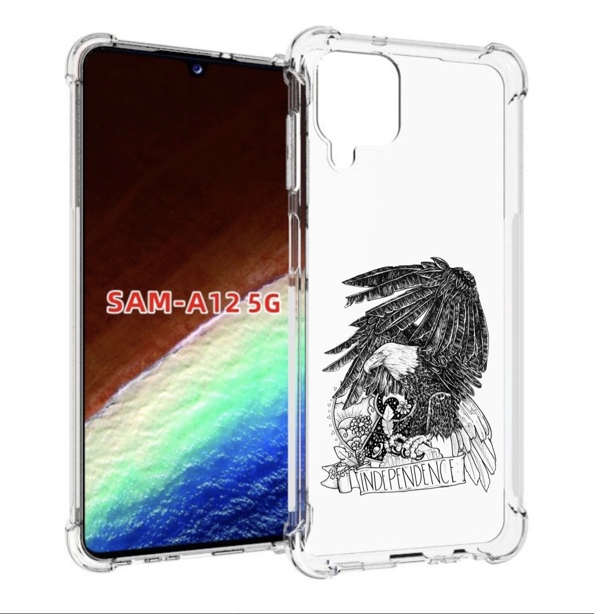 

Чехол MyPads черно белый сокол для Samsung Galaxy A12 (SM-A125F) 2020/21, Прозрачный, Tocco