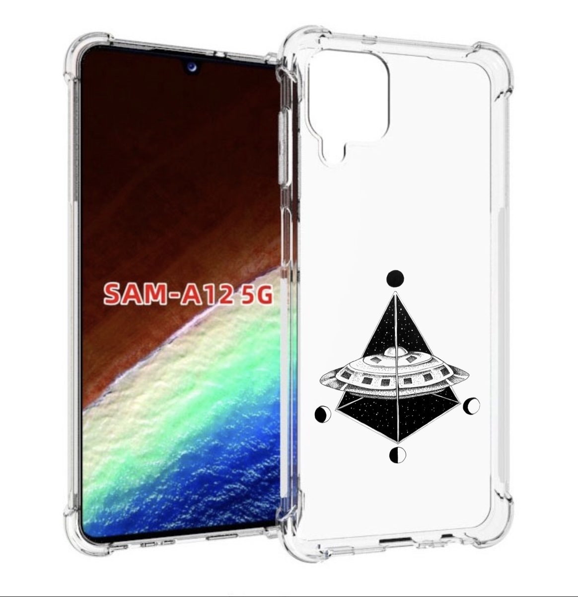 

Чехол MyPads черно белая летающая тарелка для Samsung Galaxy A12 (SM-A125F) 2020/21, Прозрачный, Tocco