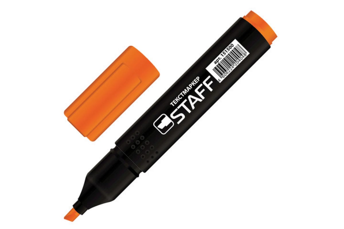 Маркер-текстовыделитель Staff Stick (1-4мм, оранжевый, прямоугольный корпус), 12шт.
