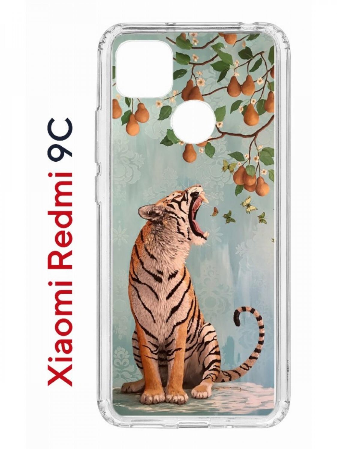 фото Чехол на redmi 9c kruche print тигр под деревом,противоударный бампер с защитой камеры кruче