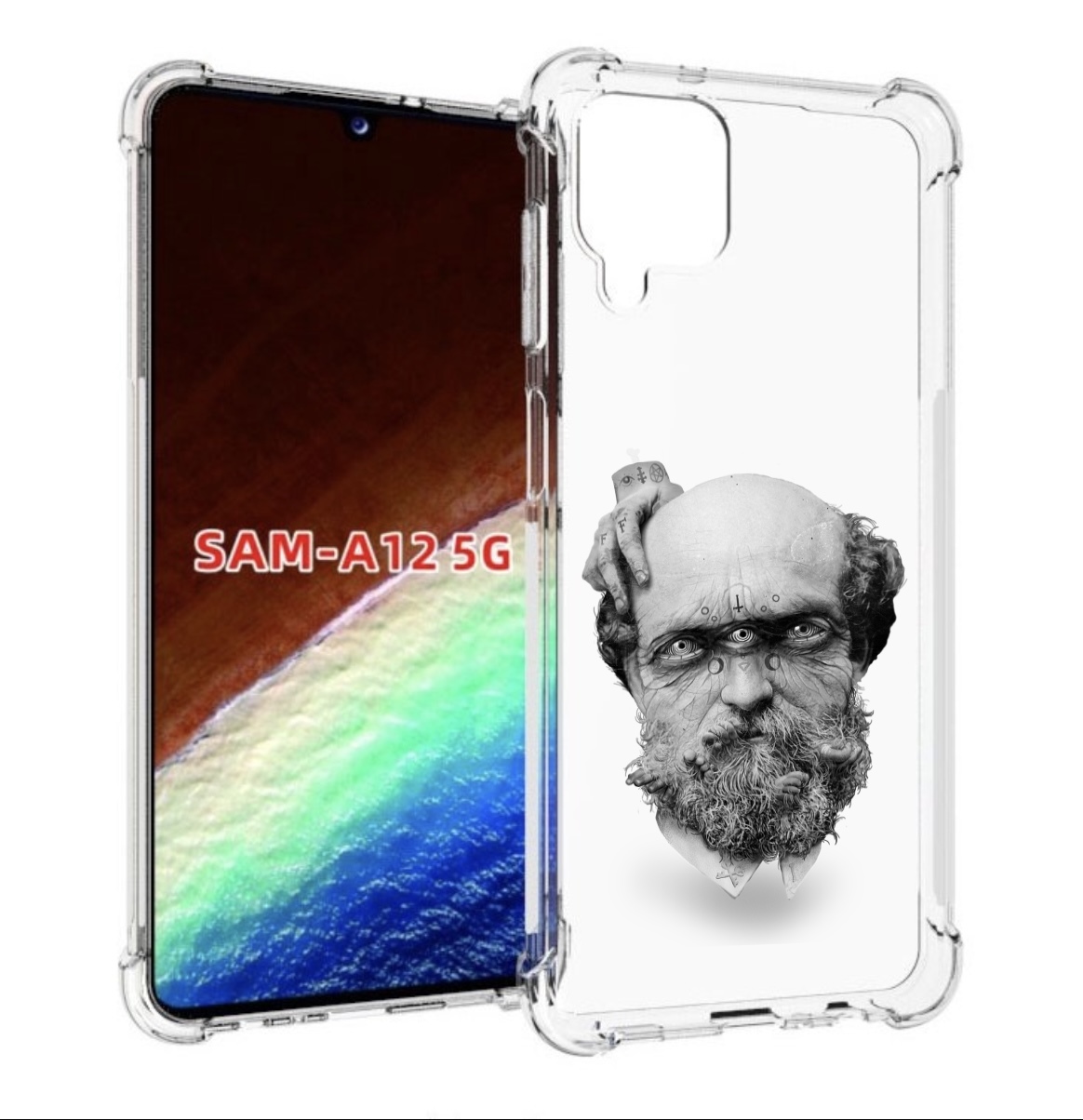 

Чехол MyPads страшный бородатый мужчина абстракция для Samsung Galaxy A12 (SM-A125F), Прозрачный, Tocco