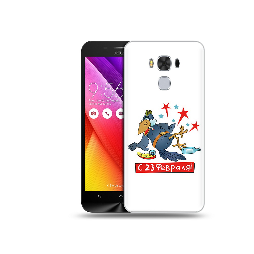 

Чехол MyPads Tocco для Asus ZenFone 3 23 февраля веселая птица (PT49951.654.9), Прозрачный, Tocco