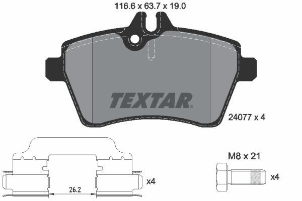 

Тормозные колодки Textar дисковые 2407702