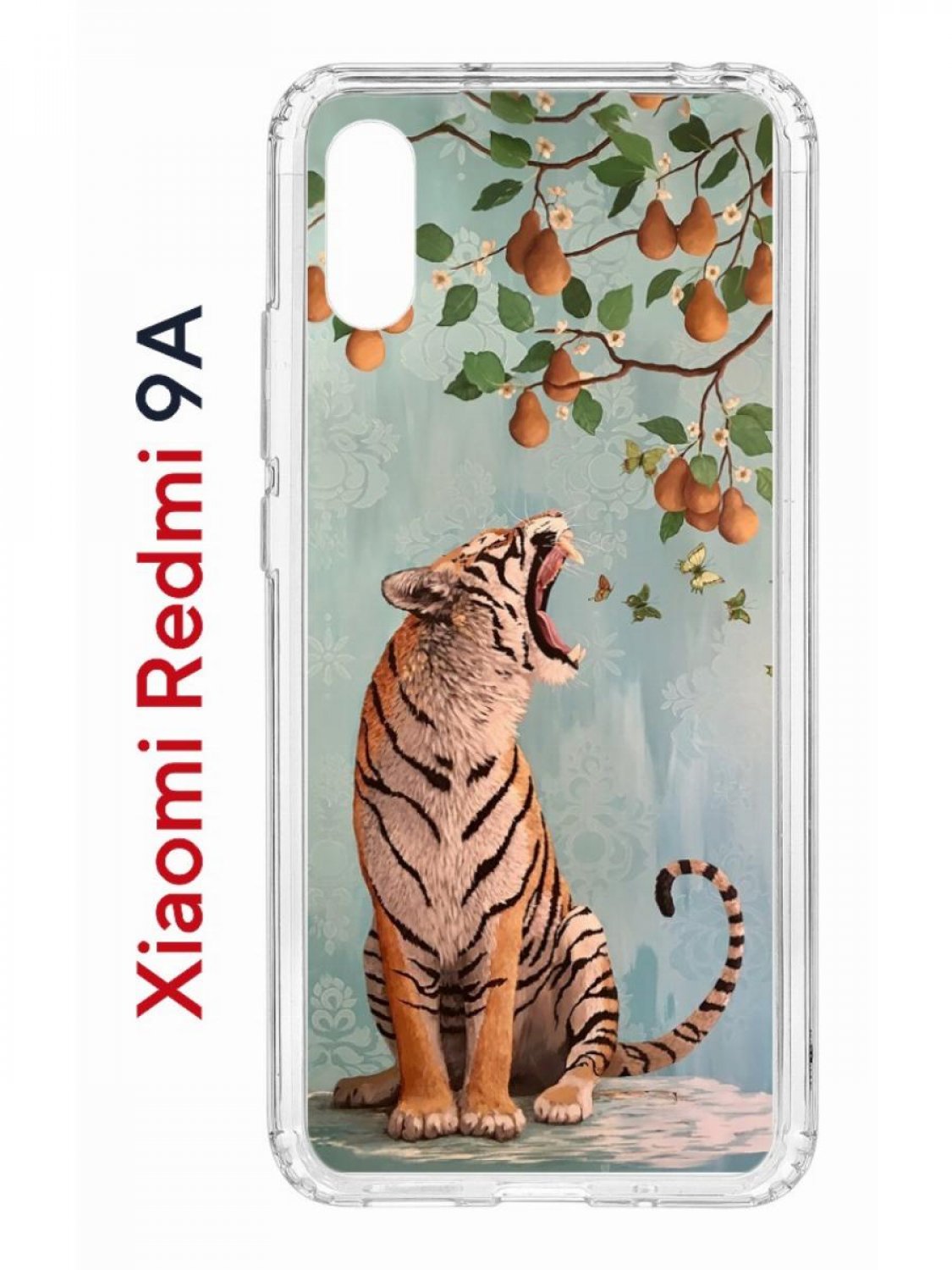 Чехол на Redmi 9A Kruche Print Тигр под деревом,противоударный бампер,с защитой камеры