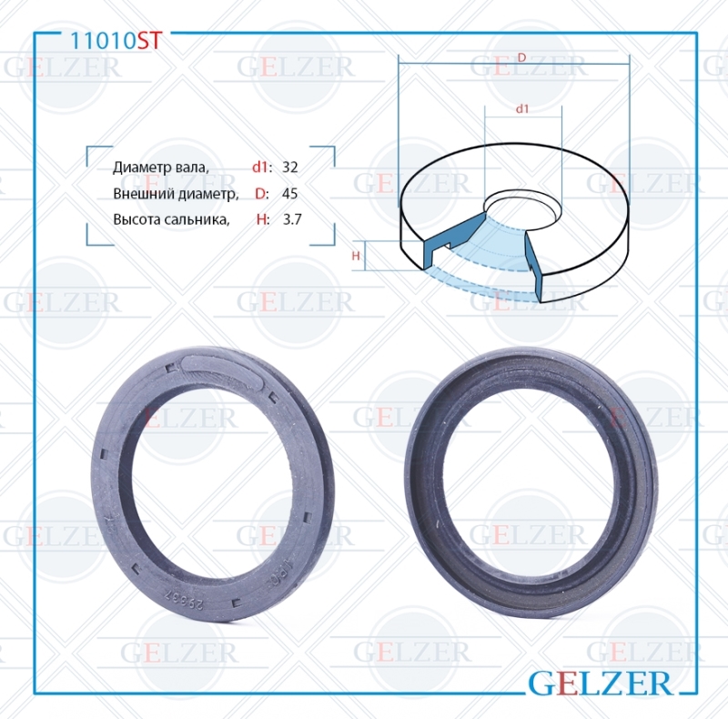 

Сальник рулевой рейки 32*45*3.7 (3) GELZER 11010ST