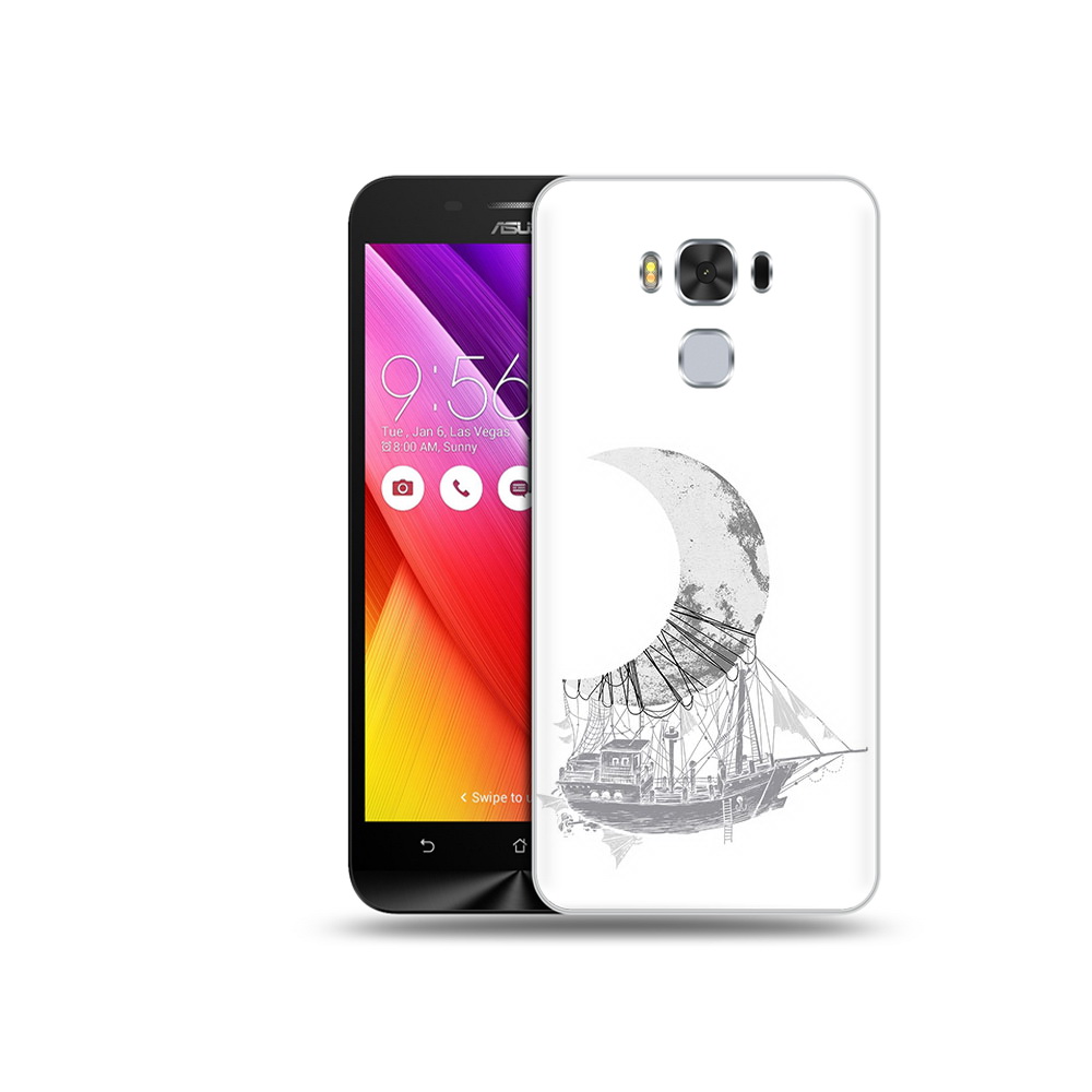 

Чехол MyPads Tocco для Asus ZenFone 3 черно белый корабль полумесяц (PT49951.654.684), Прозрачный, Tocco