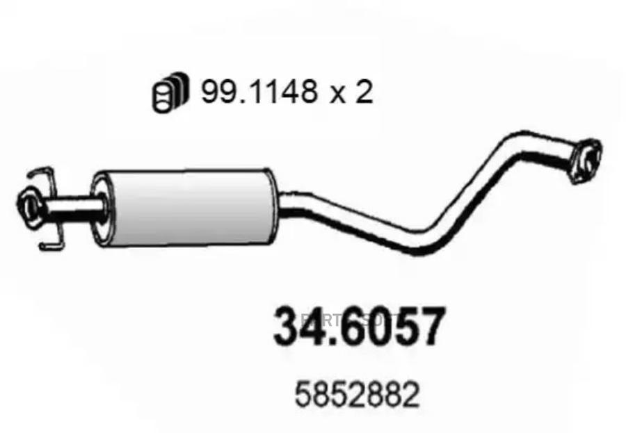 

Глушитель средняя часть Opel Vectra B 95>02 ASSO 346057