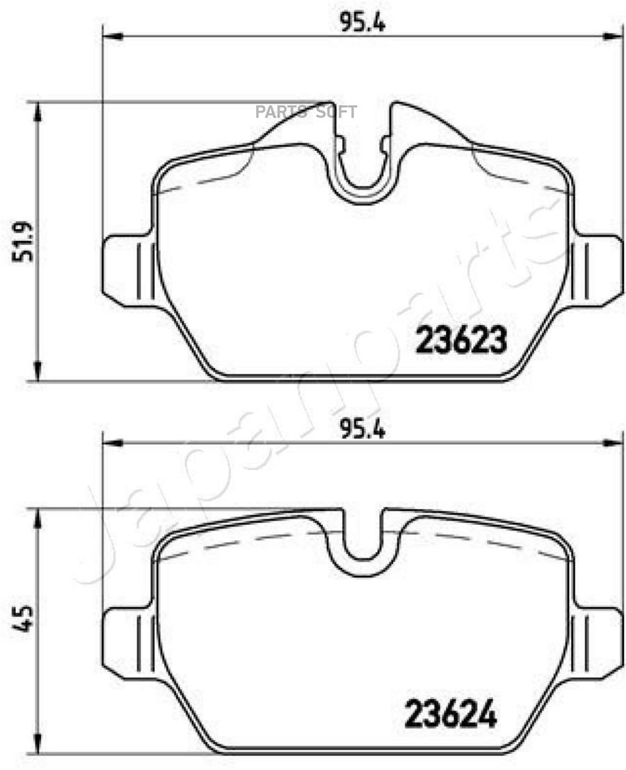

Колодки тормозные BMW E81/E87/E90 1.6-2.0 04- задние 1шт JAPANPARTS PP-0100AF