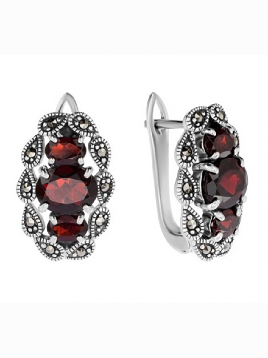 

Серьги с гранатами и марказитами из серебра Марказит HE1392-8646, HE1392-8646
