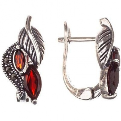 

Серьги с гранатами и марказитами из серебра Марказит HE1368-8065, HE1368-8065
