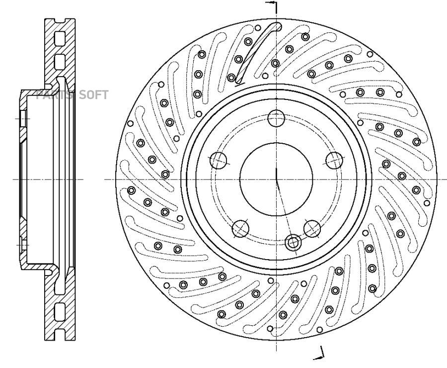 

G-BRAKE GR-21539 Диск тормозной перфорированный вентилируемый G-brake GR-21539 1шт
